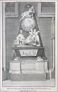 Het merkwaardige Monument in Westminster Abbey opgericht ter nagedachtenis aan Sir Isaac Newton, 1754 door B. Cole